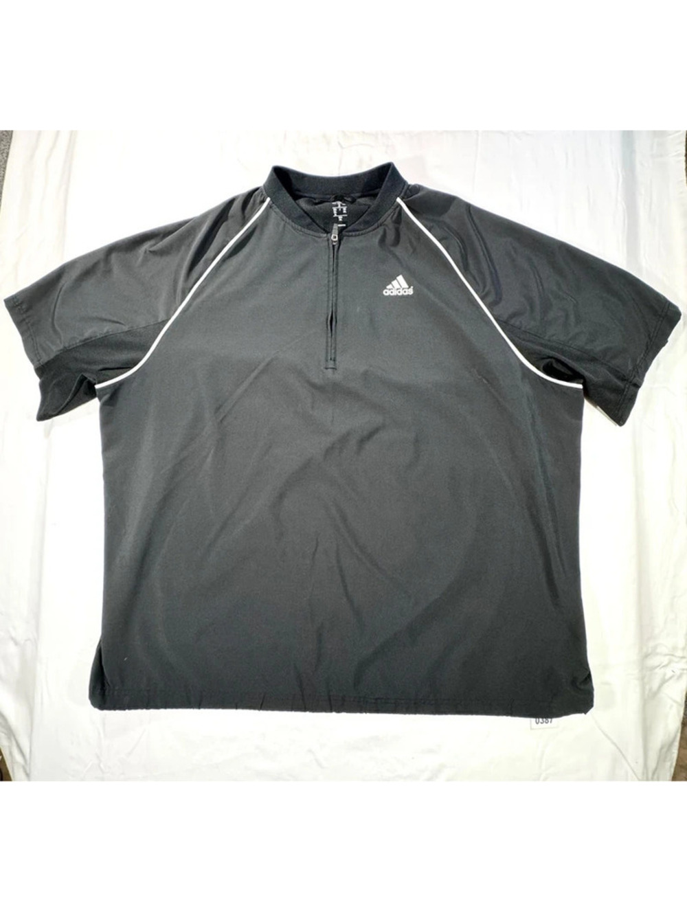 Adidas Men's Short Sleeve 1/4 Zip Windshirt Jacket - Black - Size 2XL